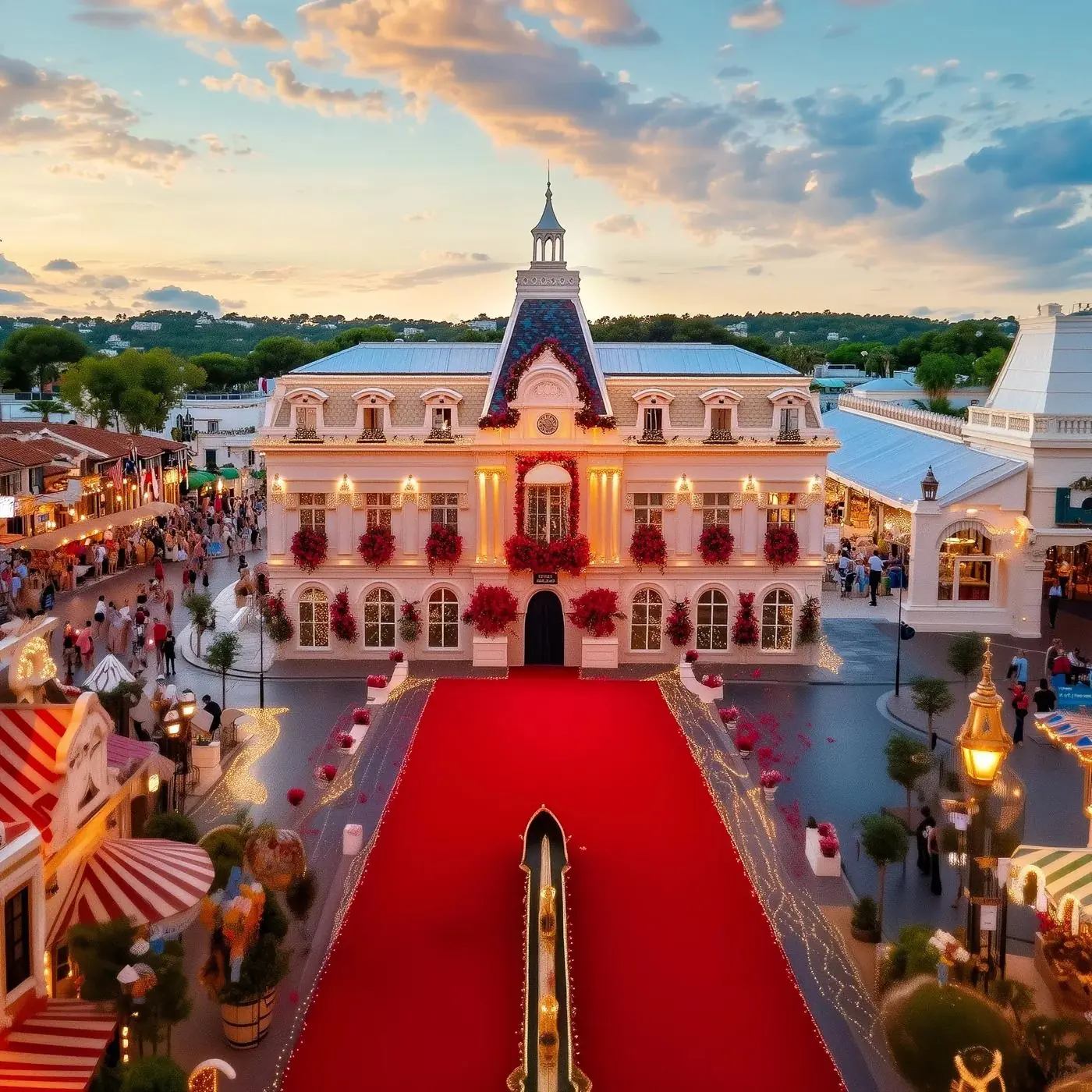 La place de la mairie de Coutras, réinventée à l'IA pour Trompe l'œil